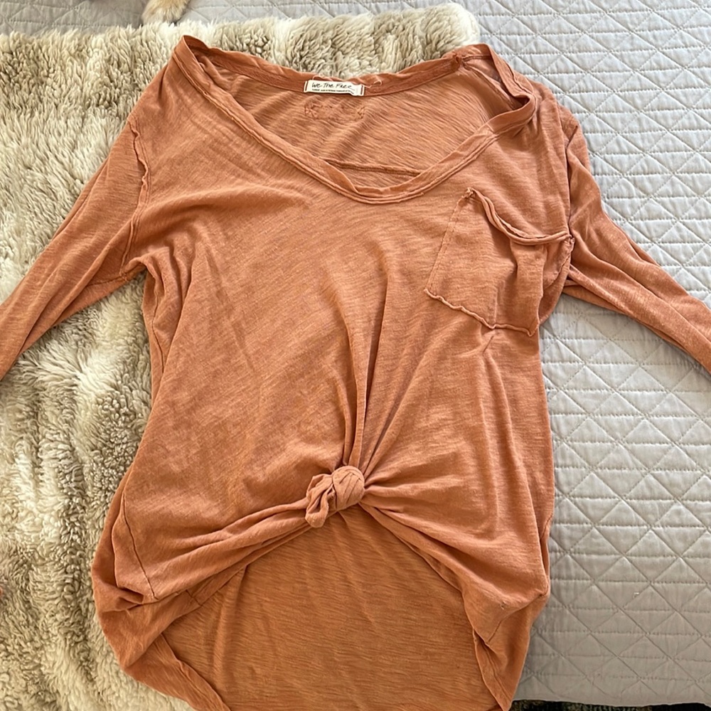 Free People brown/orange casual long sleeve tee